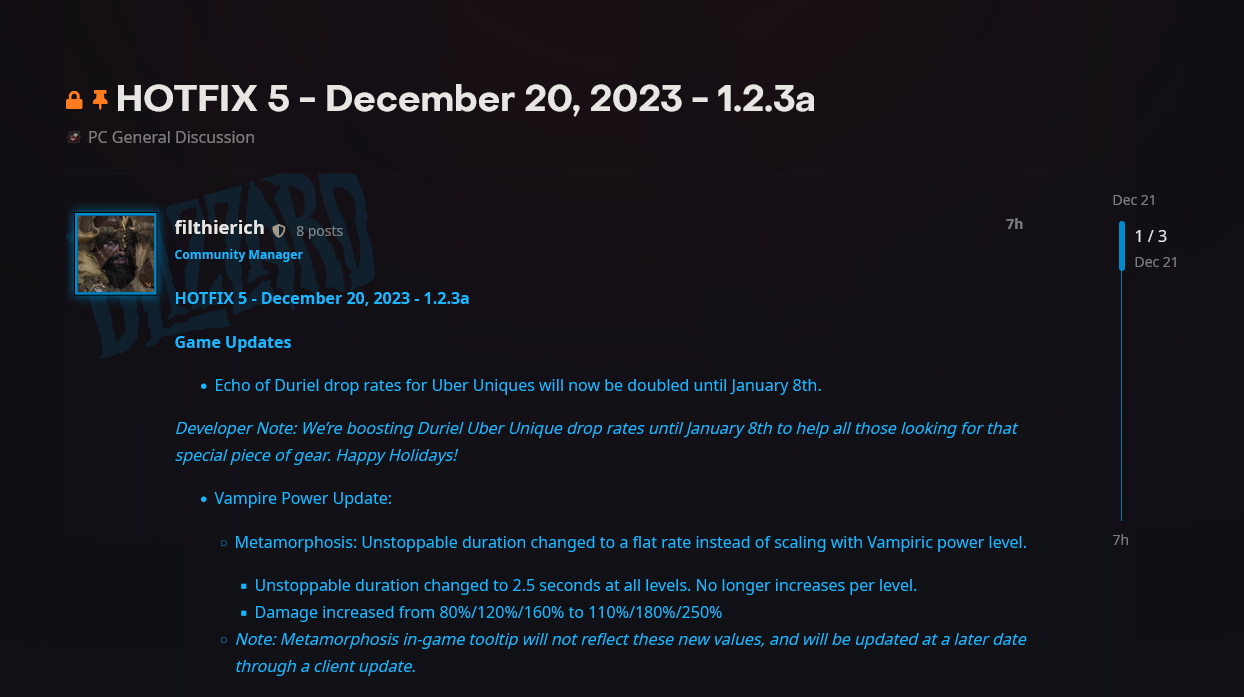 《Diablo 4》超稀有装备掉率限时双倍