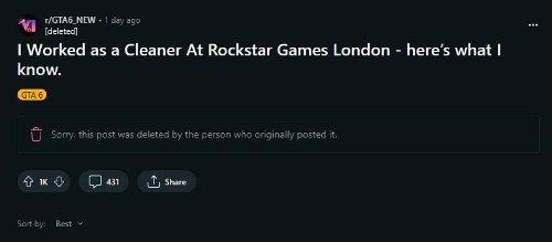 Rockstar清洁员工称偷看到 《GTA 6》发售日：2025年9月