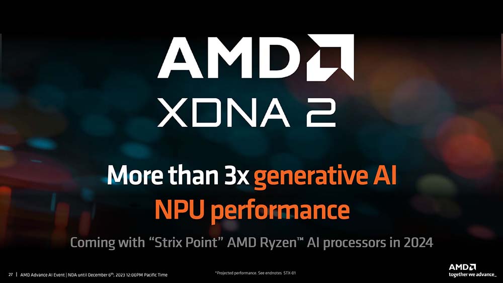 预计2024年下半年开始出货，代号 Strix Point 的笔电用处理器将导入AMD XDNA 2 NPU架构