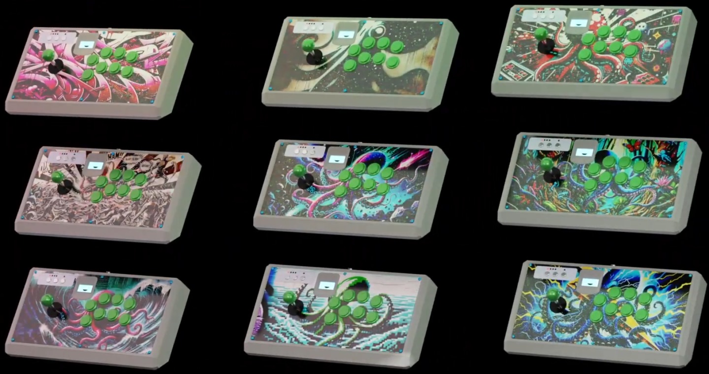 Octopus Arcade Fight Stick的装饰面板可以自由更换，玩家也能自行设计。