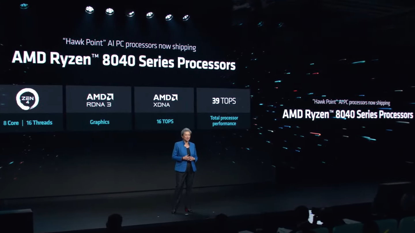 这次推出Ryzen 8040系列移动版处理器主要变动为将NPU AI加速器效能由10 TOPS提升至16 TOPS。