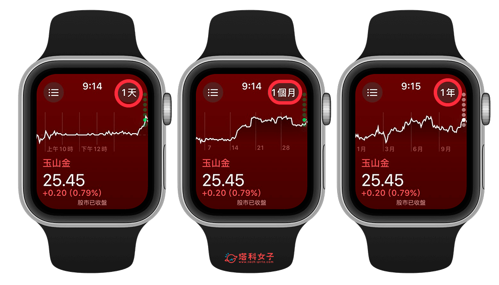 Apple Watch 看股票：更改時間區間