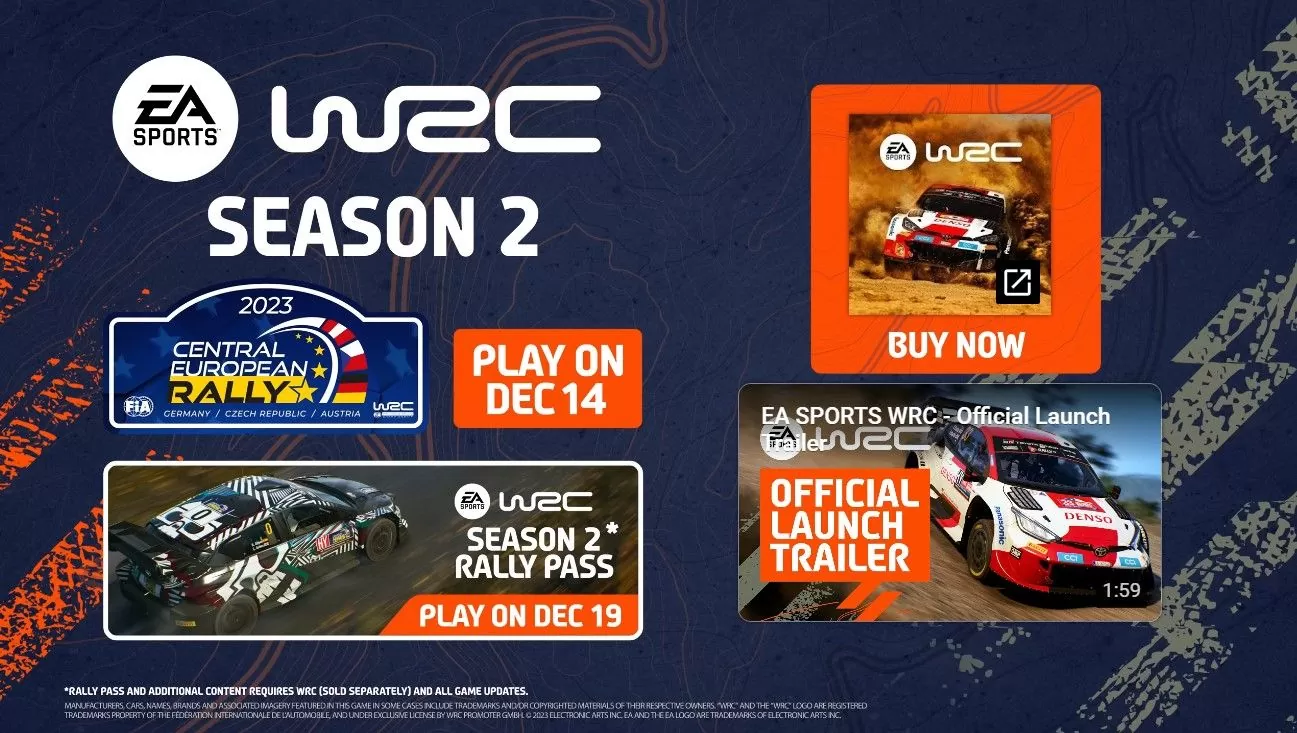 《EA SPORTS WRC》第2季更新，包含中欧地点的全新内容超过60个精彩时刻