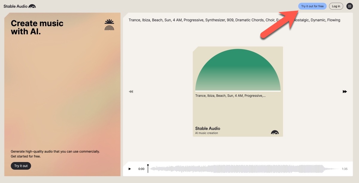 Stable Audio 通过 AI 产生音乐，每月可免费产生 20 首、最长 45 秒