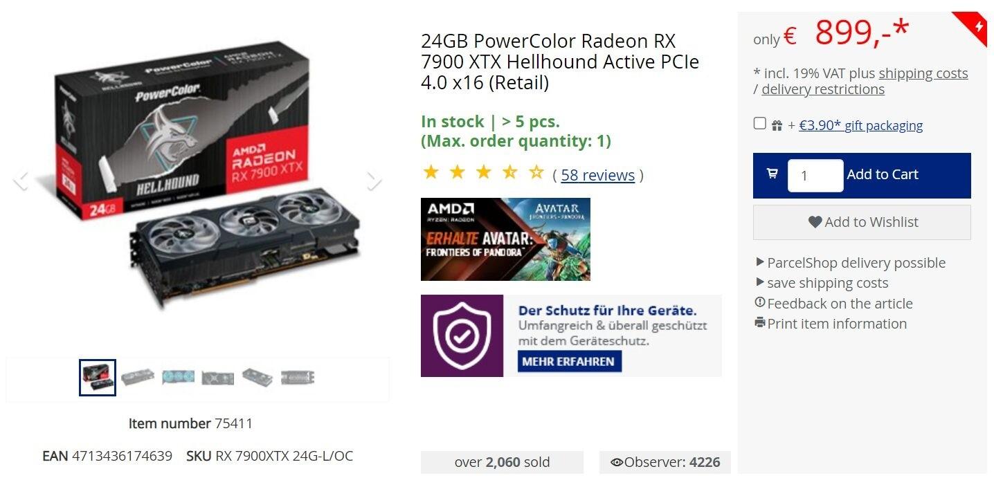 RX 7900 XTX 近乎半价大平卖