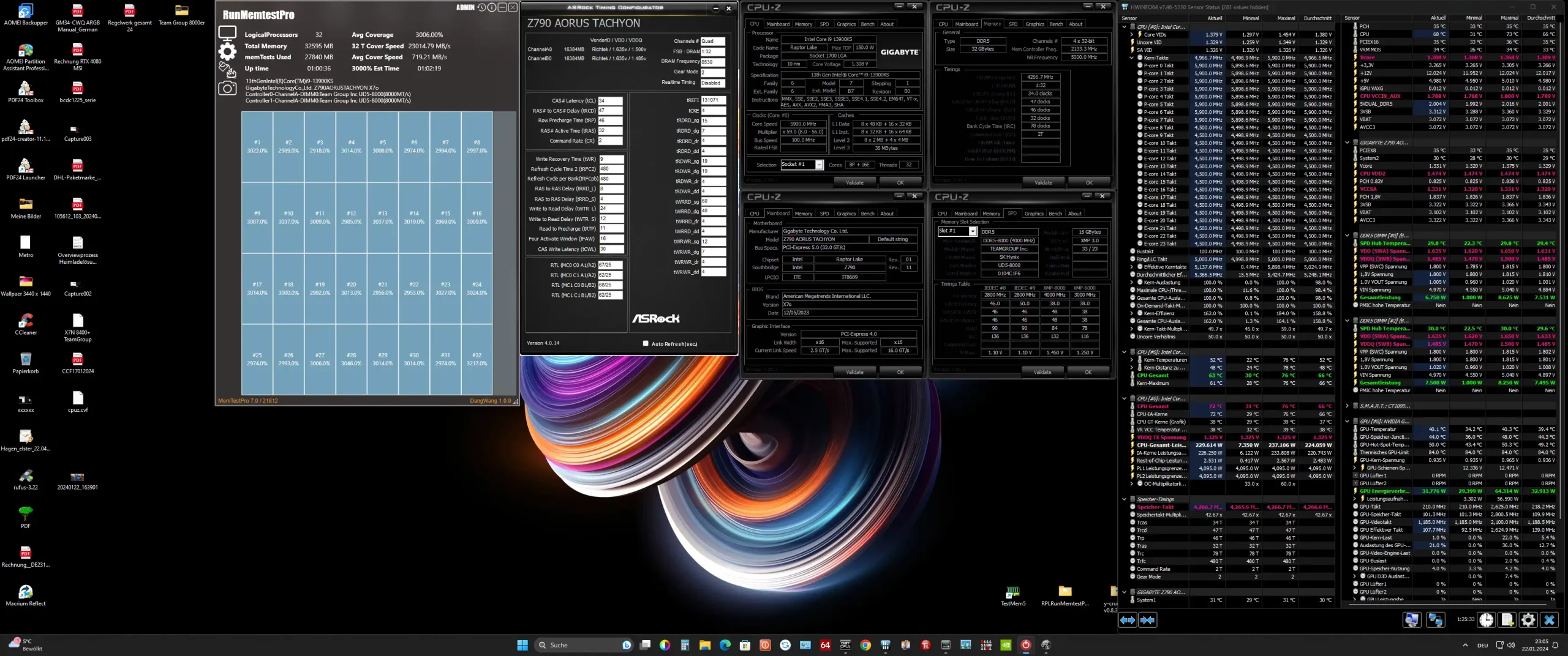技嘉Z790 AORUS TACHYON超频新高度，DDR5-8533 烧机达成！