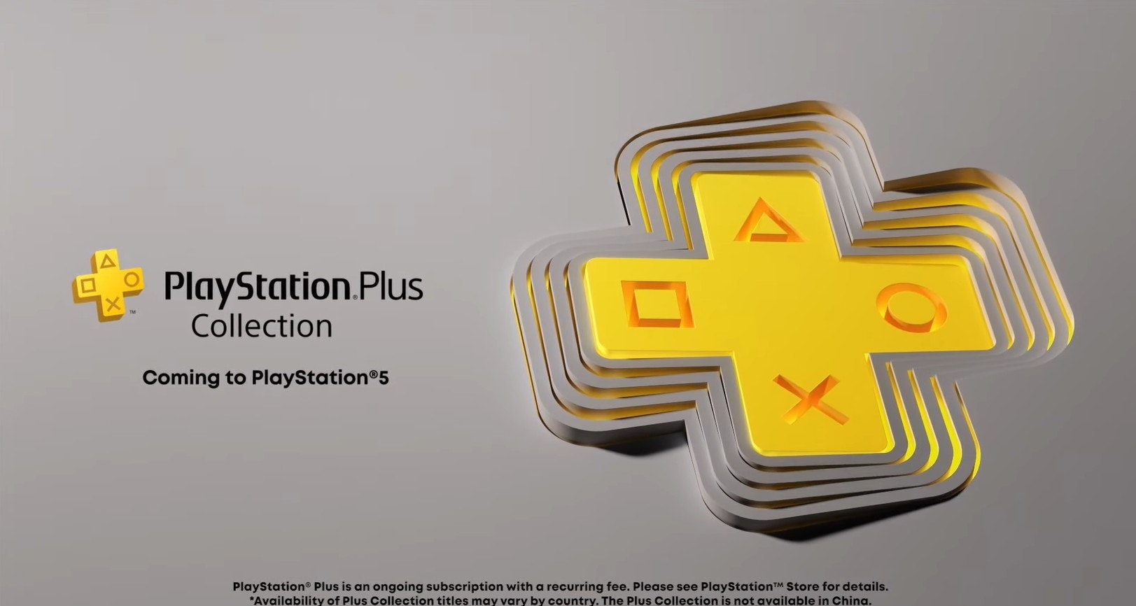 照片中提到了PlayStation.Plus、Collection、Coming to PlayStation®5，跟的PlayStation有关，包含了现在的PlayStation、商标、牌、产品设计、产品