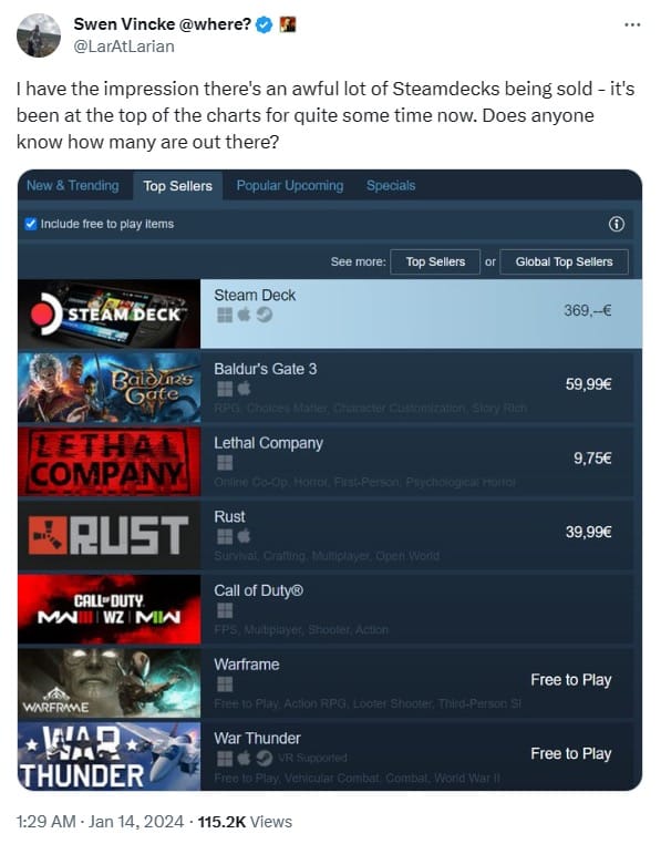 Steam Deck 博德之门3
