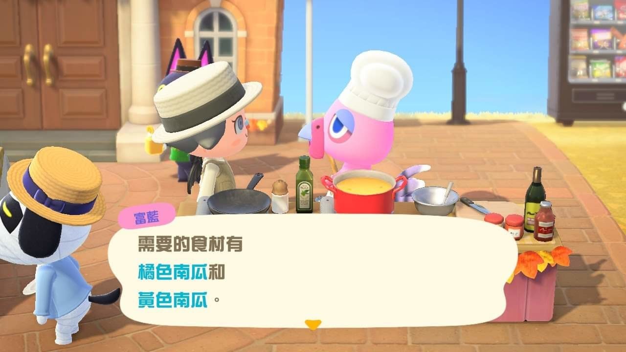 照片中提到了富蓝、需要的食材有、橘色南瓜和，包含了动画片、动画片、小说、玩M娱乐、房间