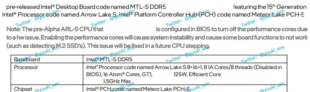 提供原生 Thunderbolt 4 规格，Intel Arrow Lake-S 平台规格曝光