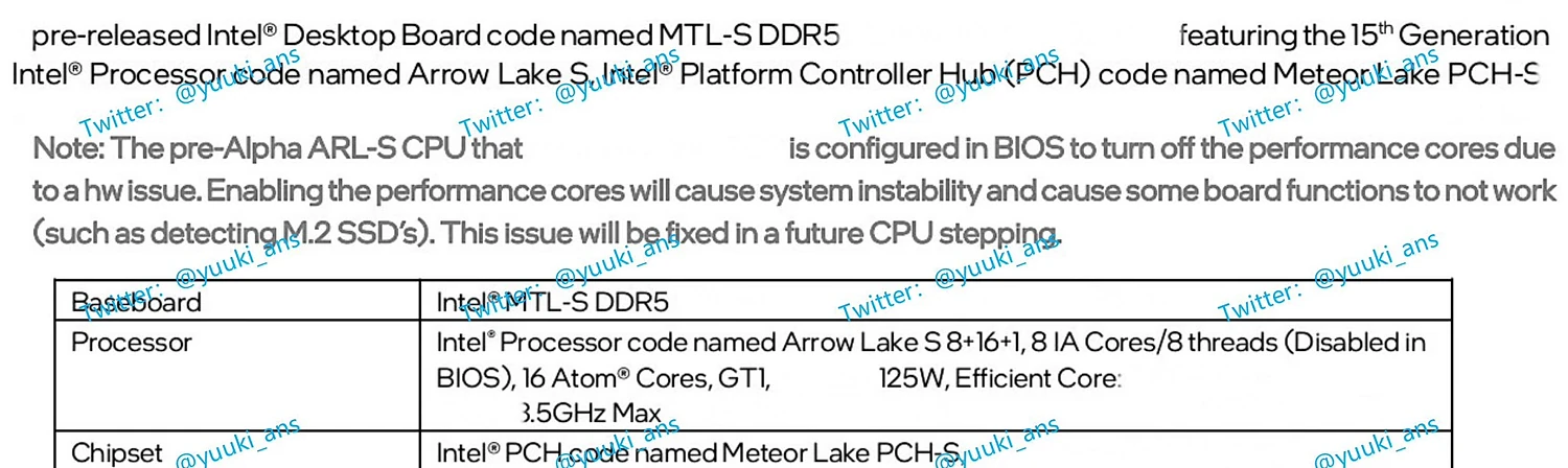 Intel Arrow Lake-S CPU 与 800 系列芯片组规格信息曝光？！