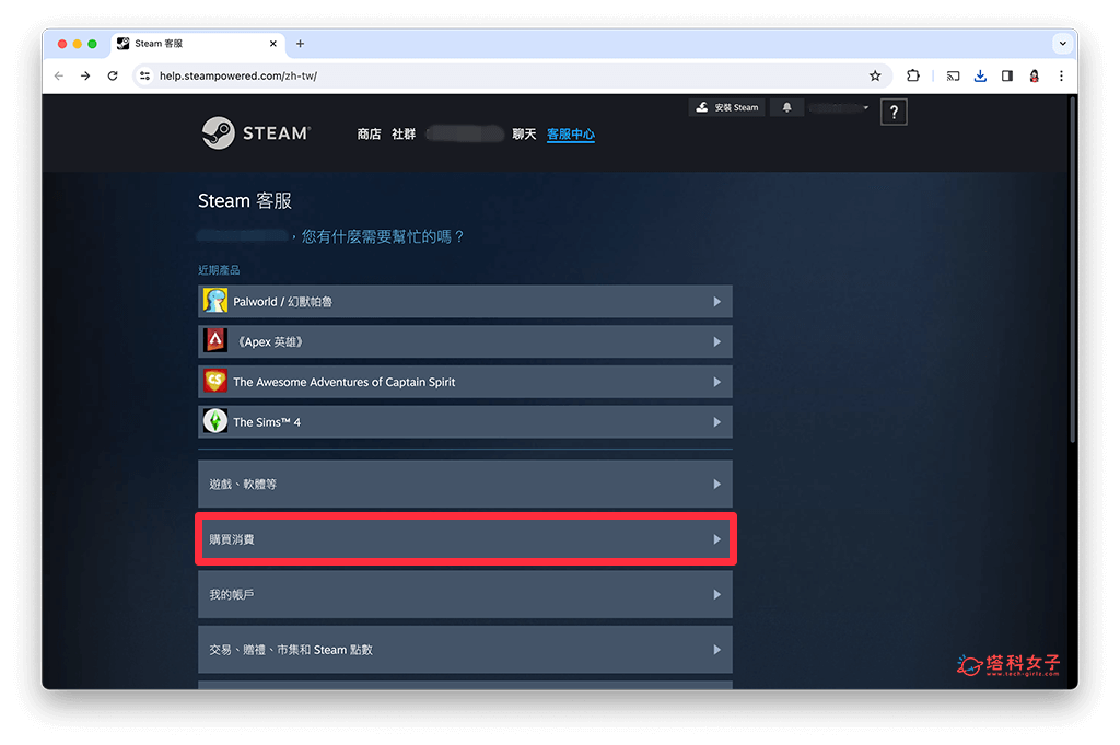 申请 Steam 退款：开启 Steam 客服页面，点击购买消费
