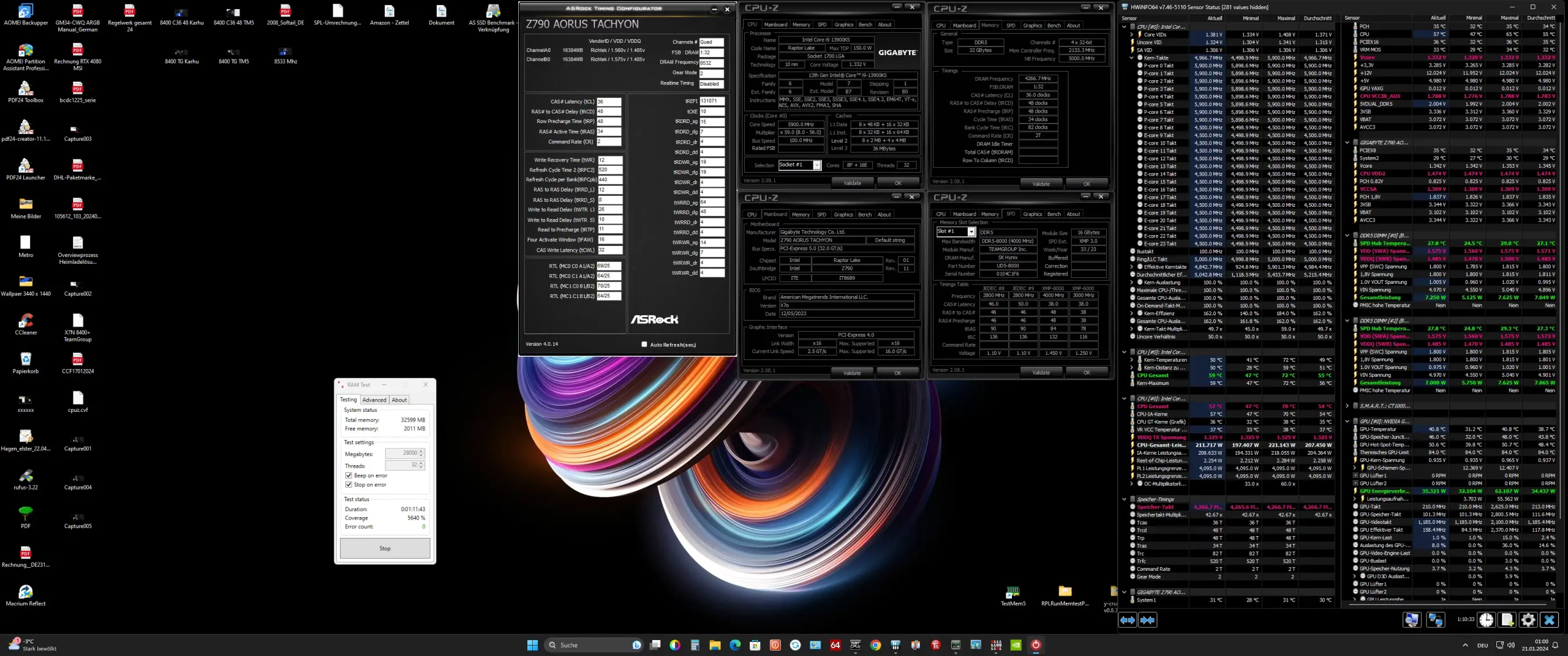 技嘉Z790 AORUS TACHYON超频新高度，DDR5-8533 烧机达成！