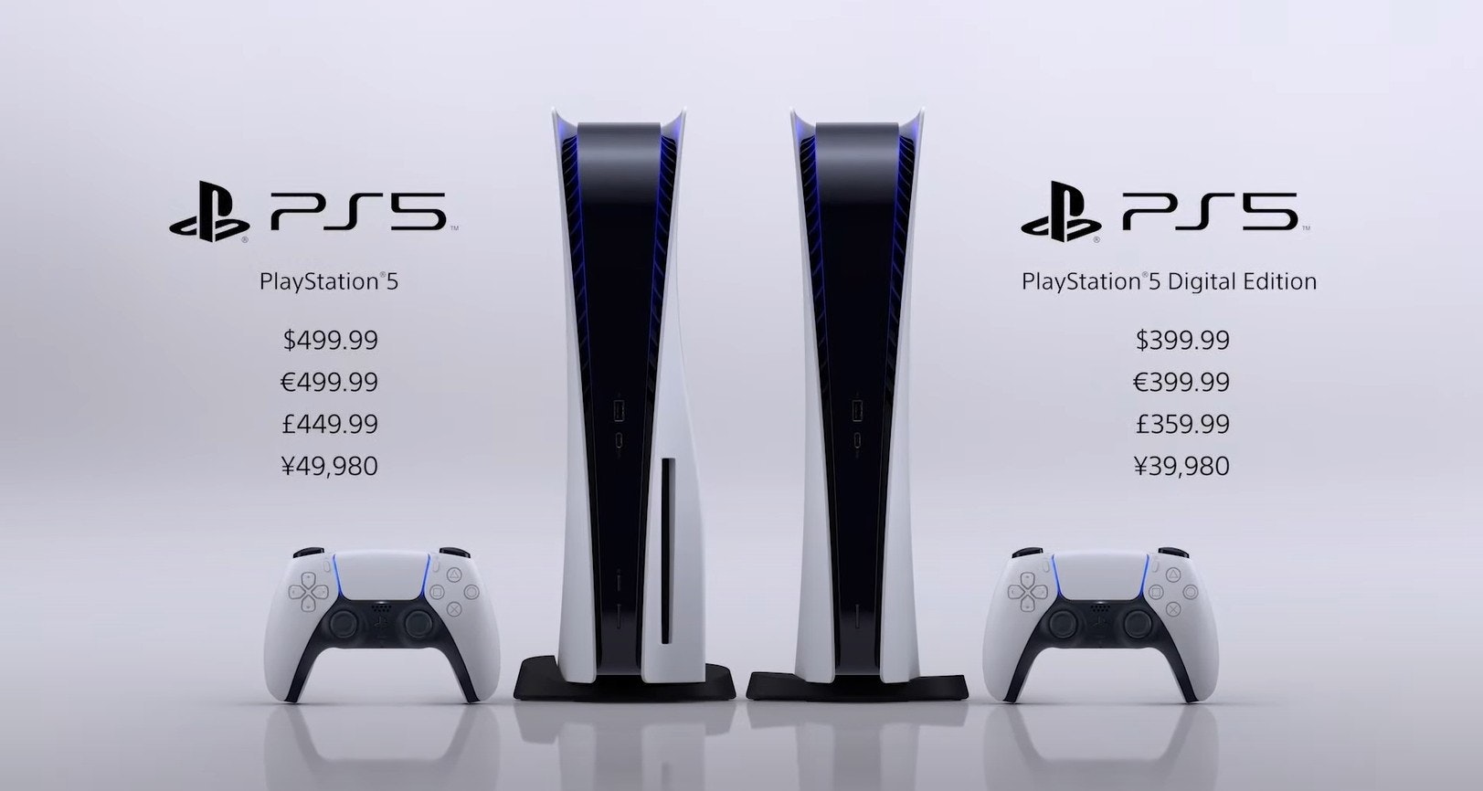 一图看懂索尼 Playstation 5主机：光盘数字双版本、内建SSD、触觉反馈控制器、售价399与499美元