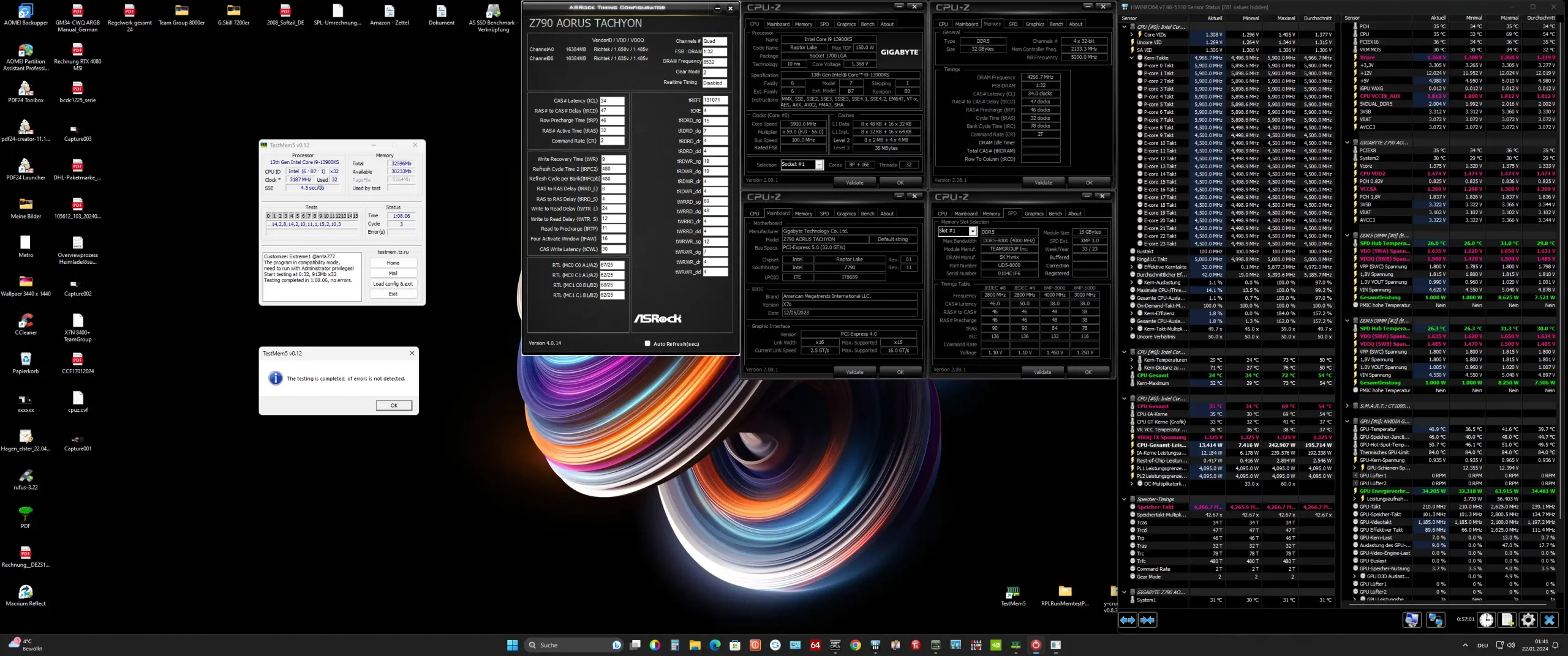 技嘉Z790 AORUS TACHYON超频新高度，DDR5-8533 烧机达成！