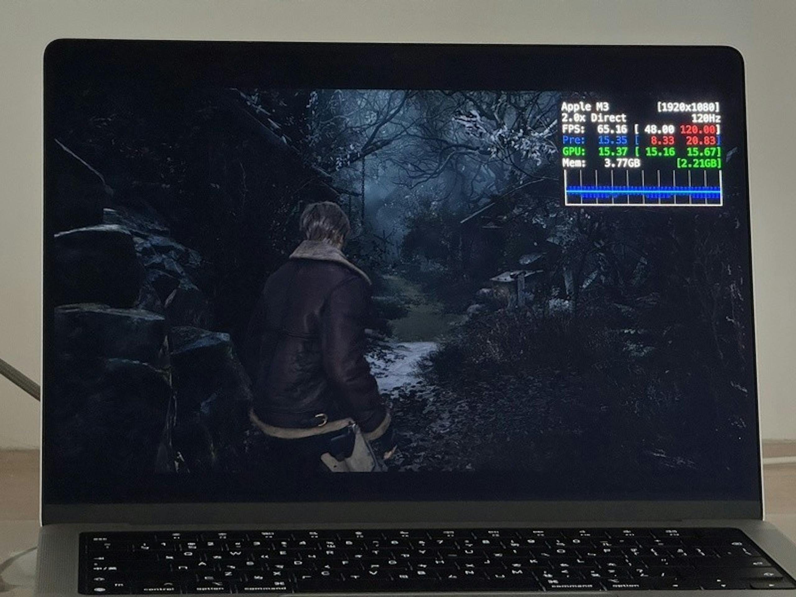 Macbook Pro M3实测：玩生化危机4流畅性高 FHD可达60到90FPS更新率