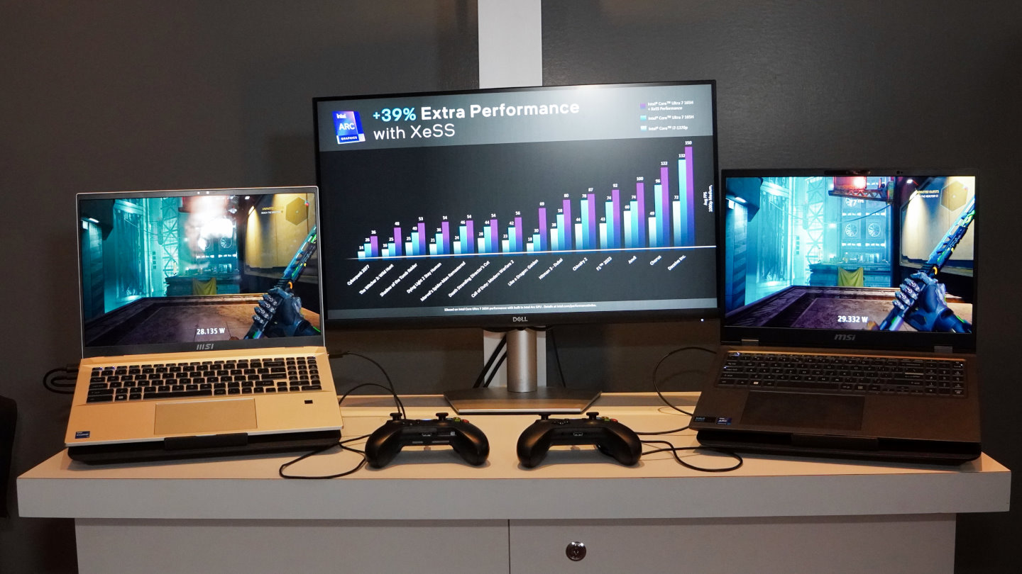 Intel也在现场实际展示XeSS的功效。