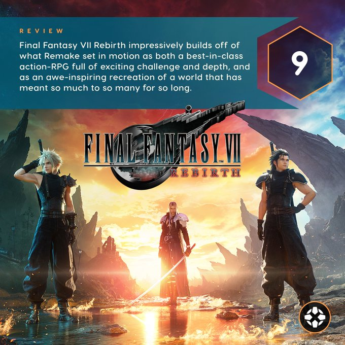 PS5《FF7 Rebirth》 媒体评价出炉93分，被誉为是非玩不可的杰作