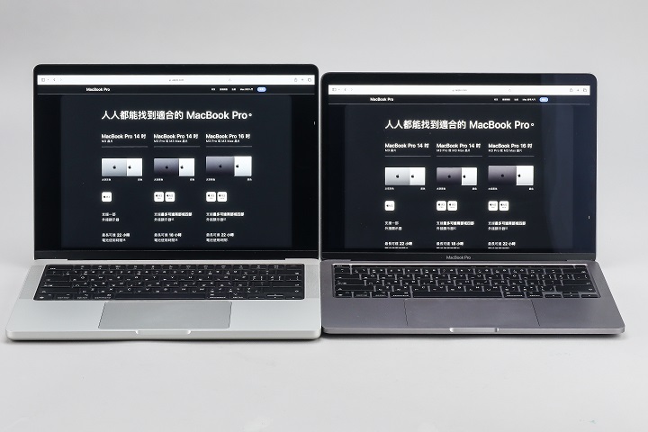 MacBook Pro 14寸与MacBook Pro 13寸屏幕比一比，一寸的差异，还是会影响到可视范围，且MacBook Pro 14寸的黑色较为深邃。