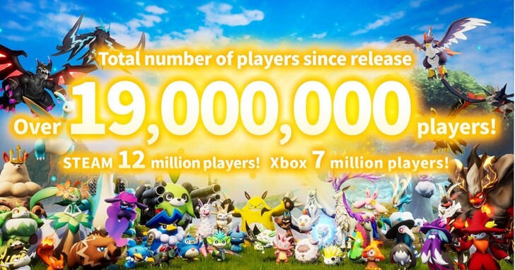 《幻兽帕鲁PalWorld》Steam和Xbox玩家数量突破1900万，「带枪的宝可梦」人气与争议一样高涨