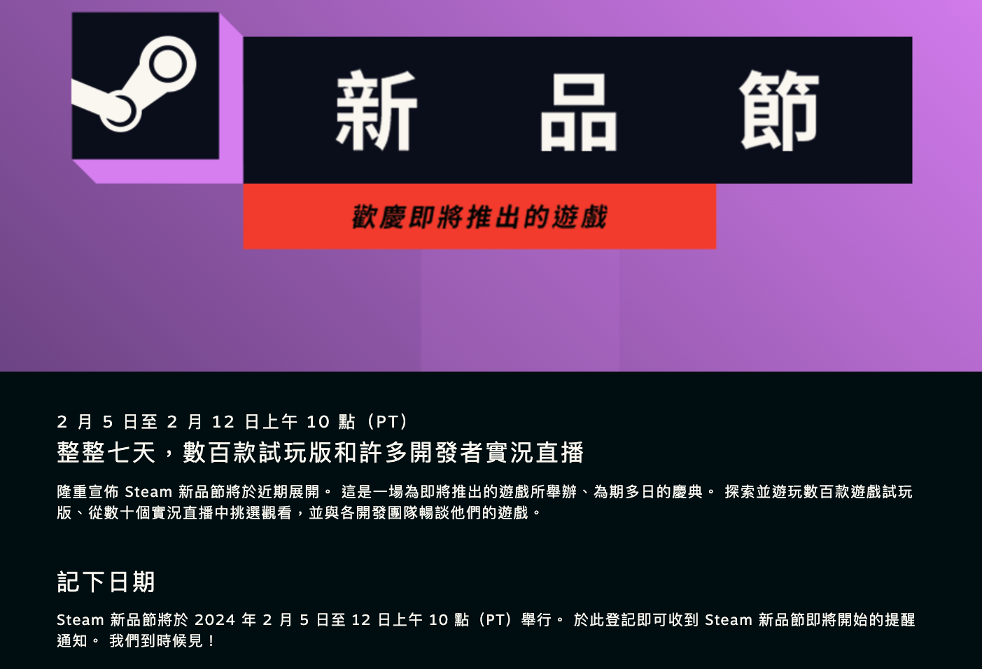 Steam新品节