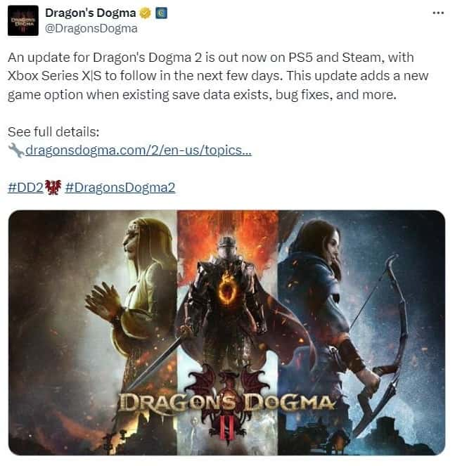 《龙之信条2》PS5 和 Steam 修复 Patch 上线 Xbox版随后更新