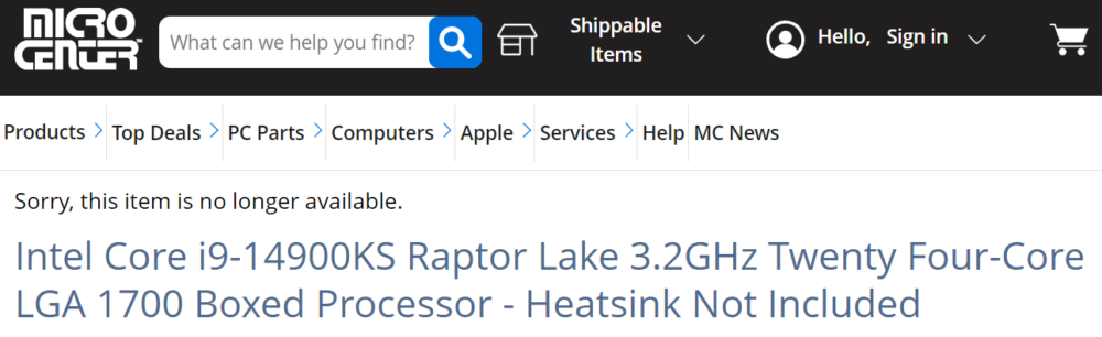 Intel Core i9-14900KS建议售价预计为 749 美元