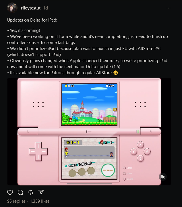 DS Lite 变身iOS模拟器Delta即将原生支持iPad世嘉MD 模拟即将推出