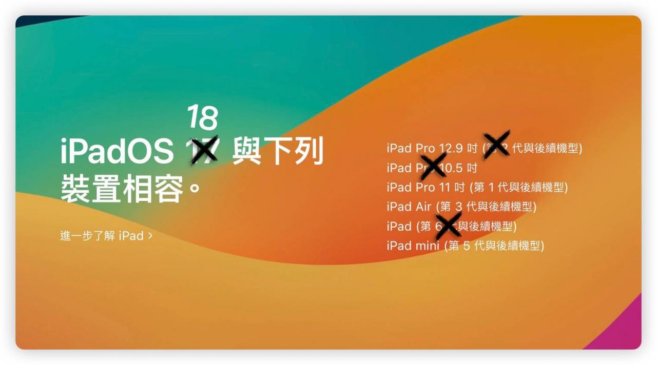 iPadOS 18 支持机型列表