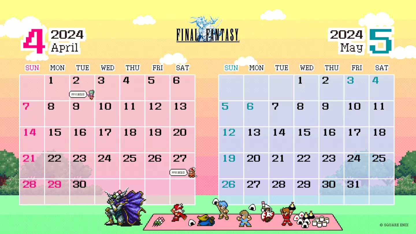庆祝《Final Fantasy VI》30 周年！公开原创设计月历/书套/虚拟背景免费下载