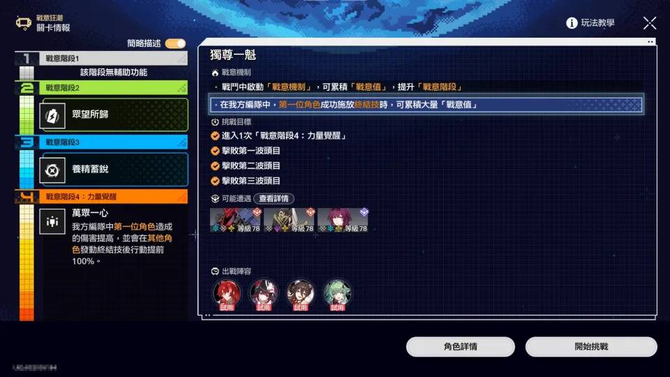 战意狂潮Day3“独尊一魁”全试用角色配置（来源：编辑游戏内截图）