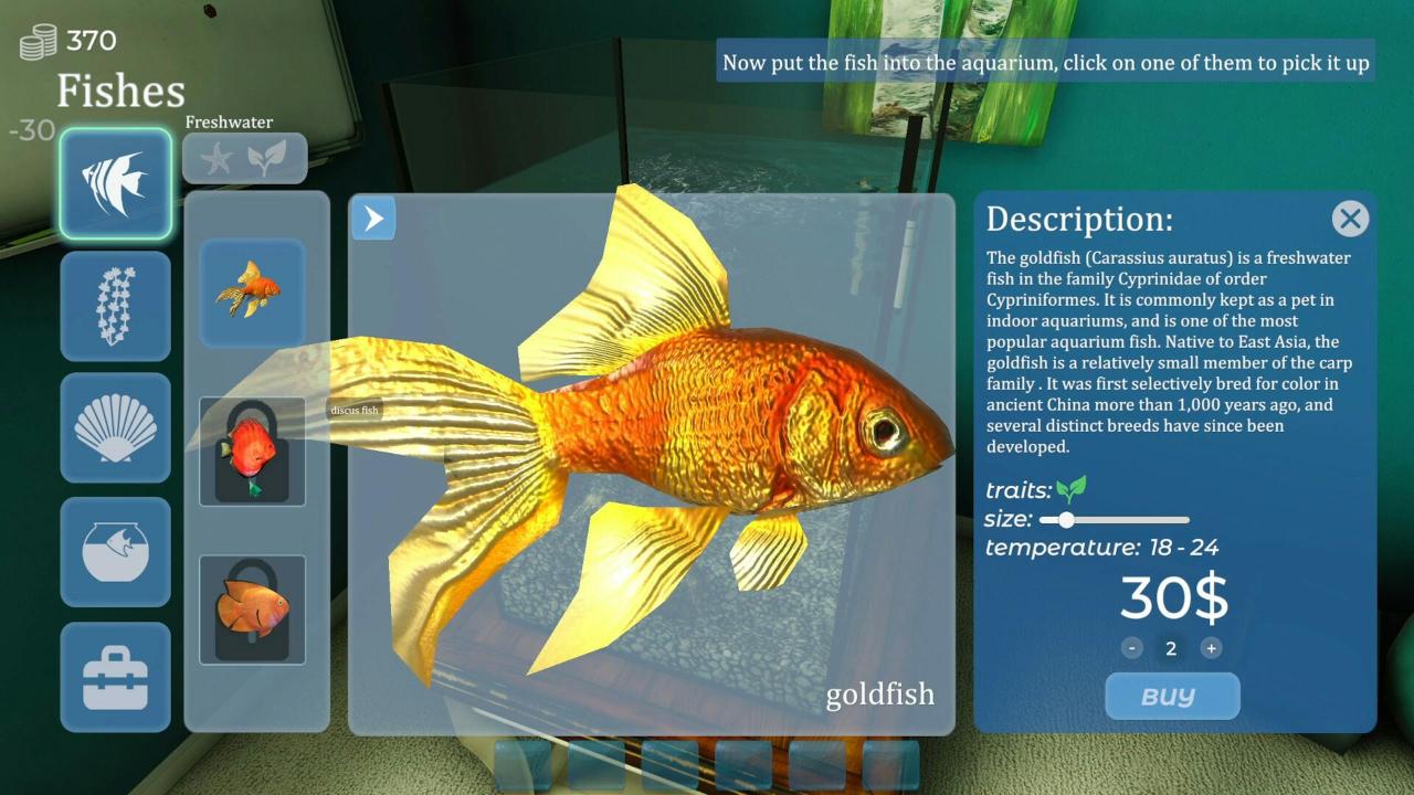 Steam水族箱建造Aquarist 经营水族馆打造水族缸 造景、鱼种选择全都自己来