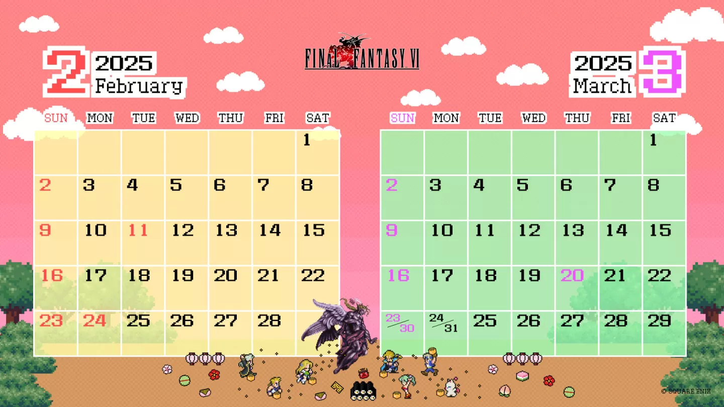 庆祝《Final Fantasy VI》30 周年！公开原创设计月历/书套/虚拟背景免费下载