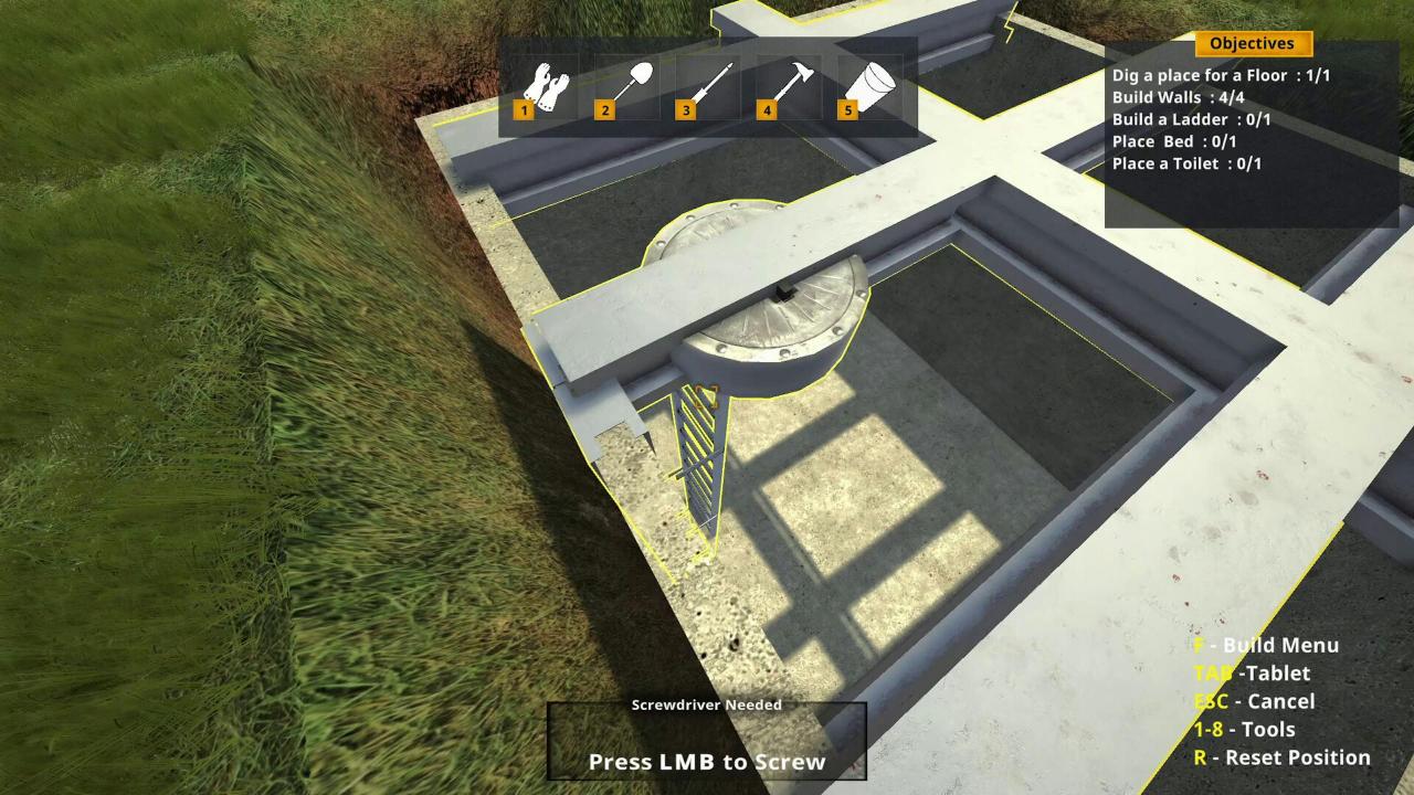 Steam基地建造模拟Bunker Builder Simulator 当工头盖地堡 挖坑、灌浆全都自己来