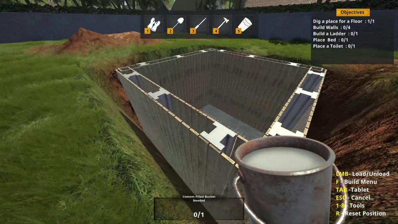 Steam基地建造模拟Bunker Builder Simulator 当工头盖地堡 挖坑、灌浆全都自己来