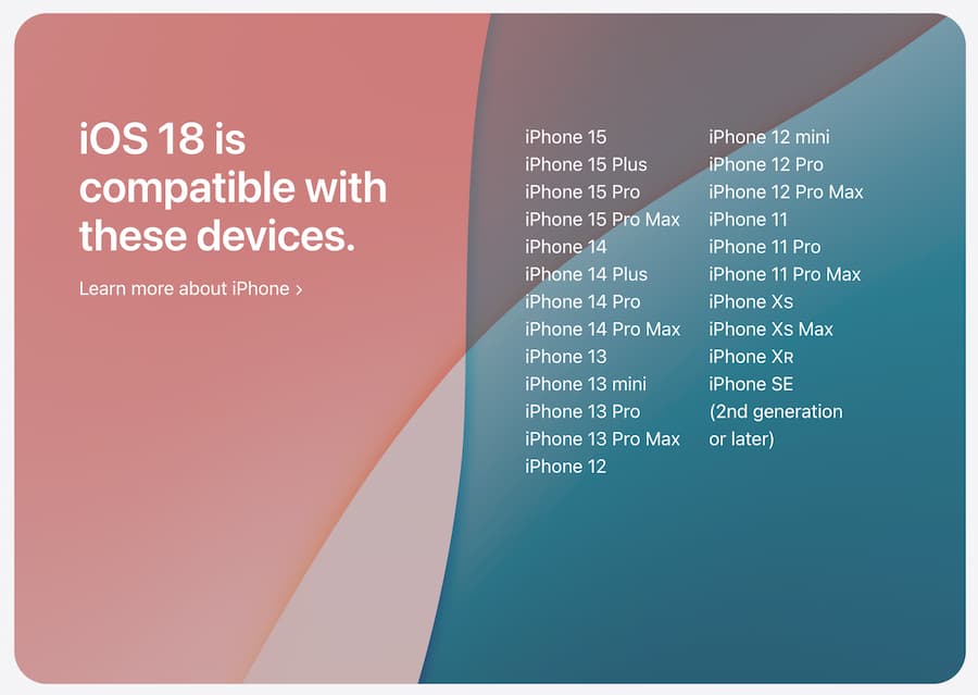 iOS 18 测试版支持机型
