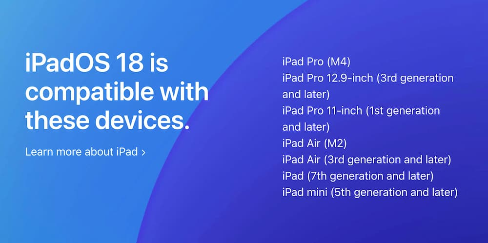 iPadOS 18支持机型列表整理！ 仅7款iPad才能支持AI新功能