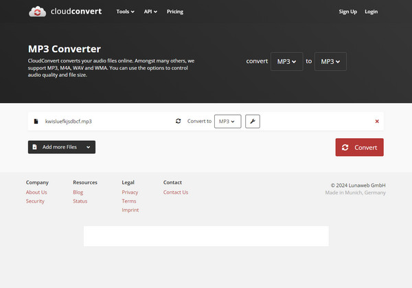 透過 cloudconvert mp3 covnerter 將音訊轉換為 mp3