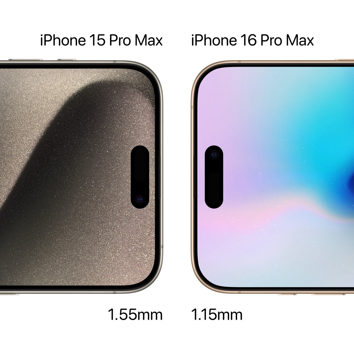 iPhone 16 Pro 边框史上最窄！一张图带你比较新旧边框厚度差异 第2张