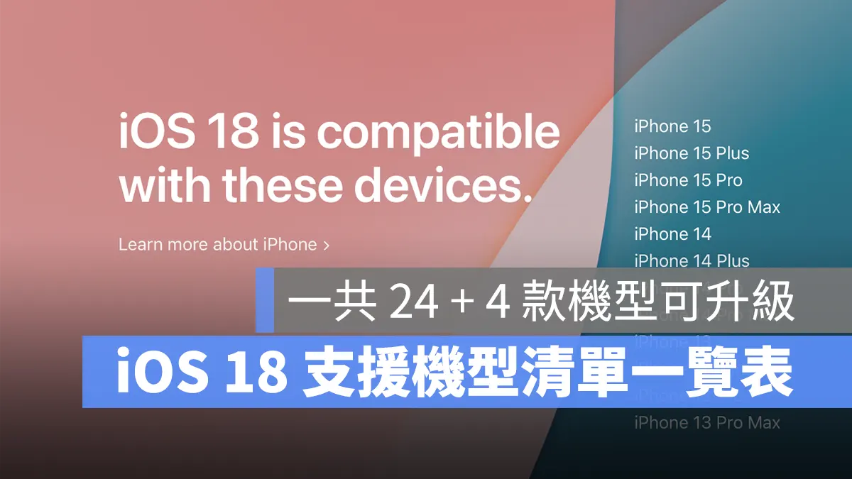 iOS 18 支持机型清单一次看，其中 6 款还能用苹果 AI 功能 第1张