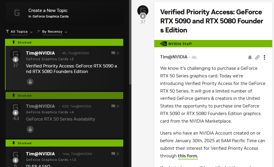 NVIDIA推出「验证优先存取」机制，通过审核将优先获得 RTX 5090 或 RTX 5080 购买机会 - 掘金咖