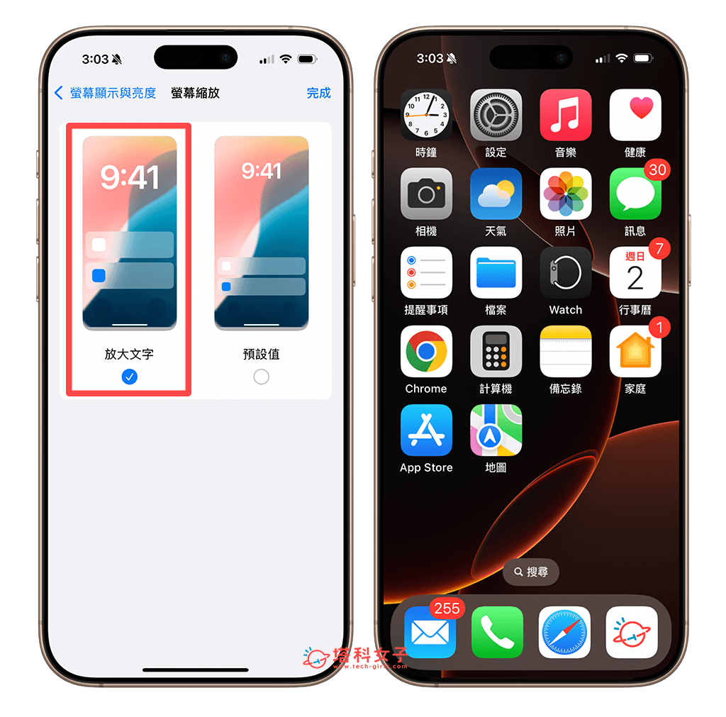 调整 iPhone 屏幕缩放：放大文字