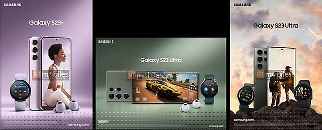 三星新旗艦手機外型確定?S23+與S23 Ultra宣傳圖疑洩 2 ▲网络流传宣称 SAMSUNG Galaxy S23+、Galaxy S23 Ultra 产品宣传图。 (图片来源:91mobiles)
