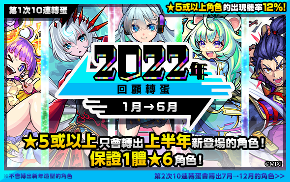 《怪物弹珠》“2022回顾转蛋”12月30日限定! 保证转出2022年新登场五星角色!