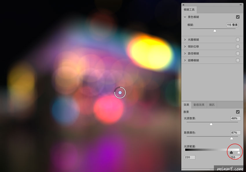 梅问题-透过Photoshop光景模糊,让平凡无奇的夜拍变成炫丽的光斑效果